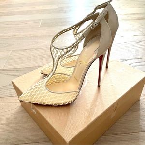 Christian Louboutin 41 Beige Summer Mesh Stilettos